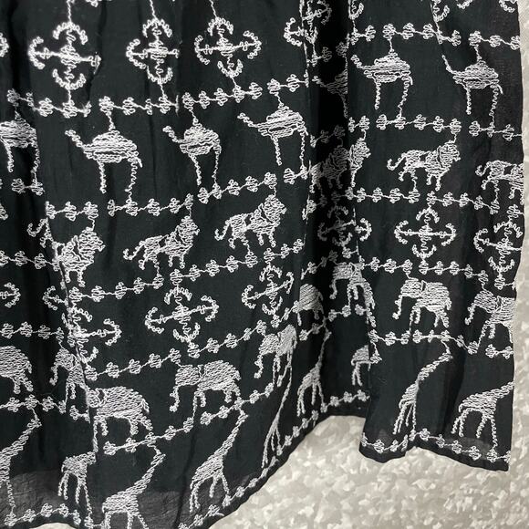 HD In Paris Women's Black Embroidered Animals Tank Top - Size Small - Whimsical - Picture 5 of 8